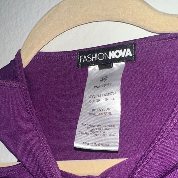 Fashion Nova Purple Cutout Long Sleeve Bodycon Dress - Picture 3 of 5